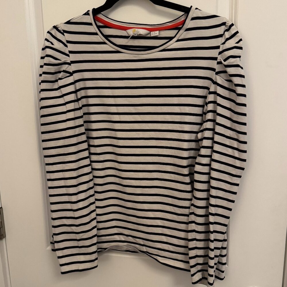Boden Imogen Breton Pullover Puff Sleeve Striped (Size:  16/18 ; XL)